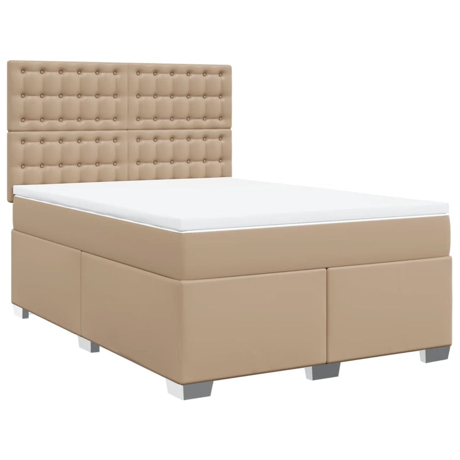 Boxspring met matras kunstleer cappuccinokleurig 140x200 cm