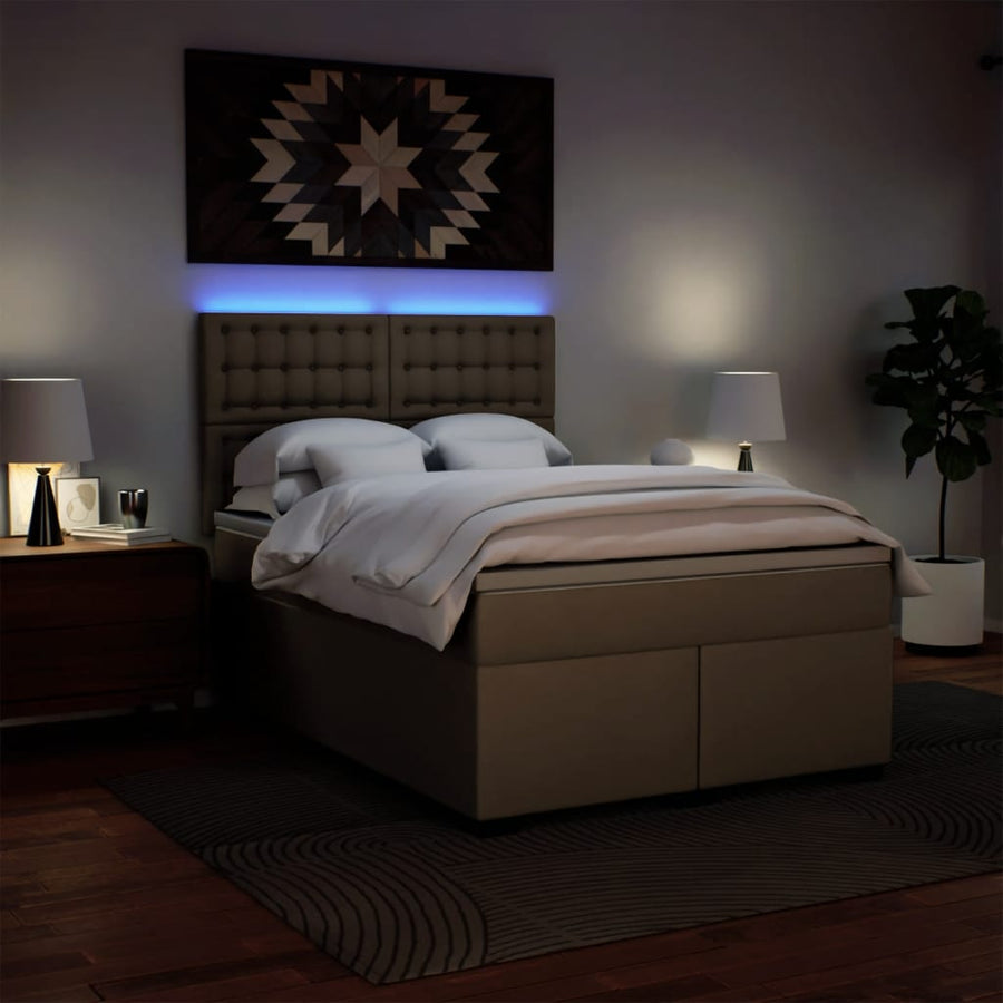 Boxspring met matras kunstleer cappuccinokleurig 140x200 cm