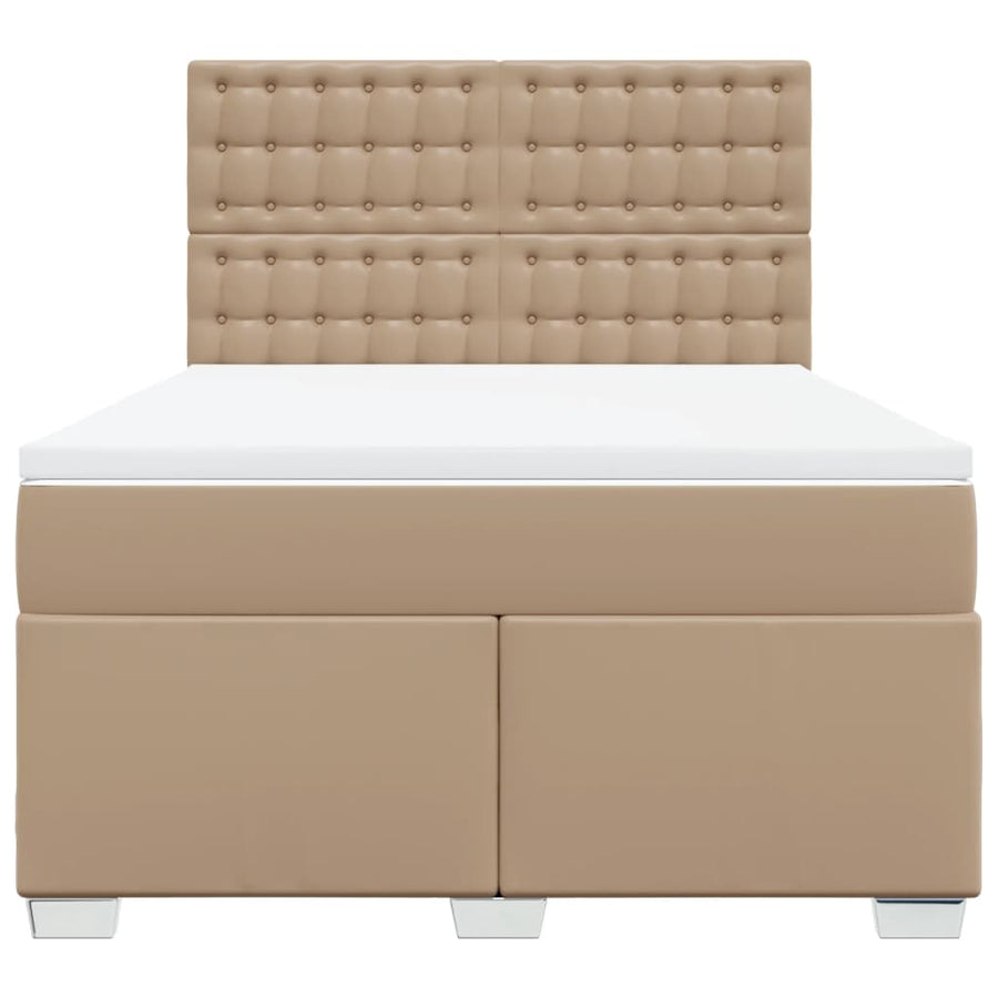 Boxspring met matras kunstleer cappuccinokleurig 140x200 cm