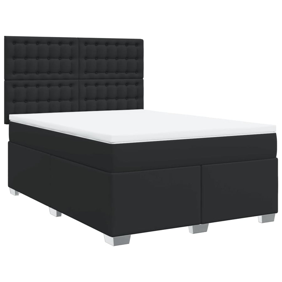 Boxspring met matras kunstleer zwart 160x200 cm