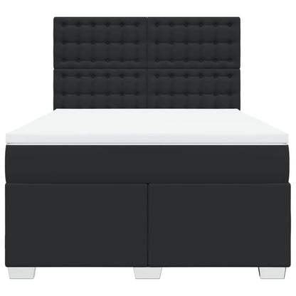 Boxspring met matras kunstleer zwart 160x200 cm