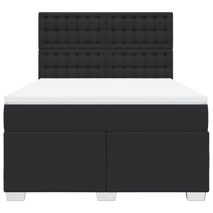 Boxspring met matras kunstleer zwart 160x200 cm