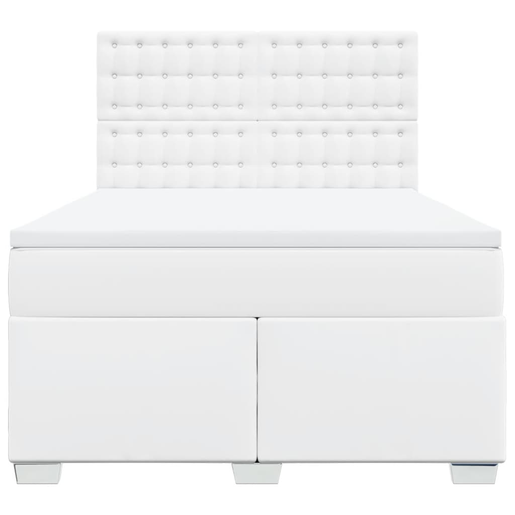 Boxspring met matras kunstleer wit 160x200 cm