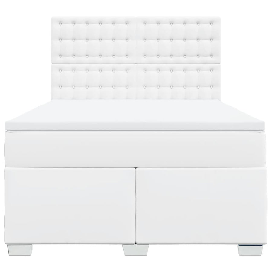 Boxspring met matras kunstleer wit 160x200 cm