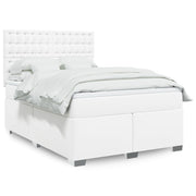 Box spring bed with mattress faux leather white 160x200 cm