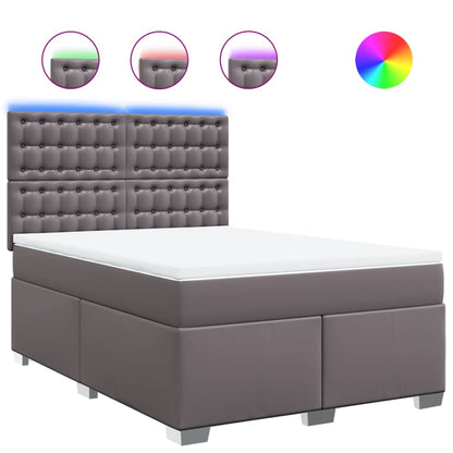 Boxspring met matras kunstleer grijs 160x200 cm