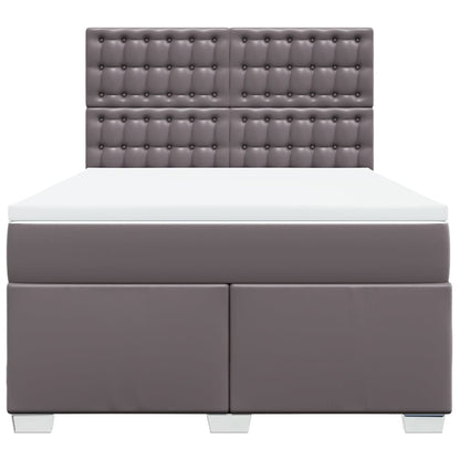Boxspring met matras kunstleer grijs 160x200 cm