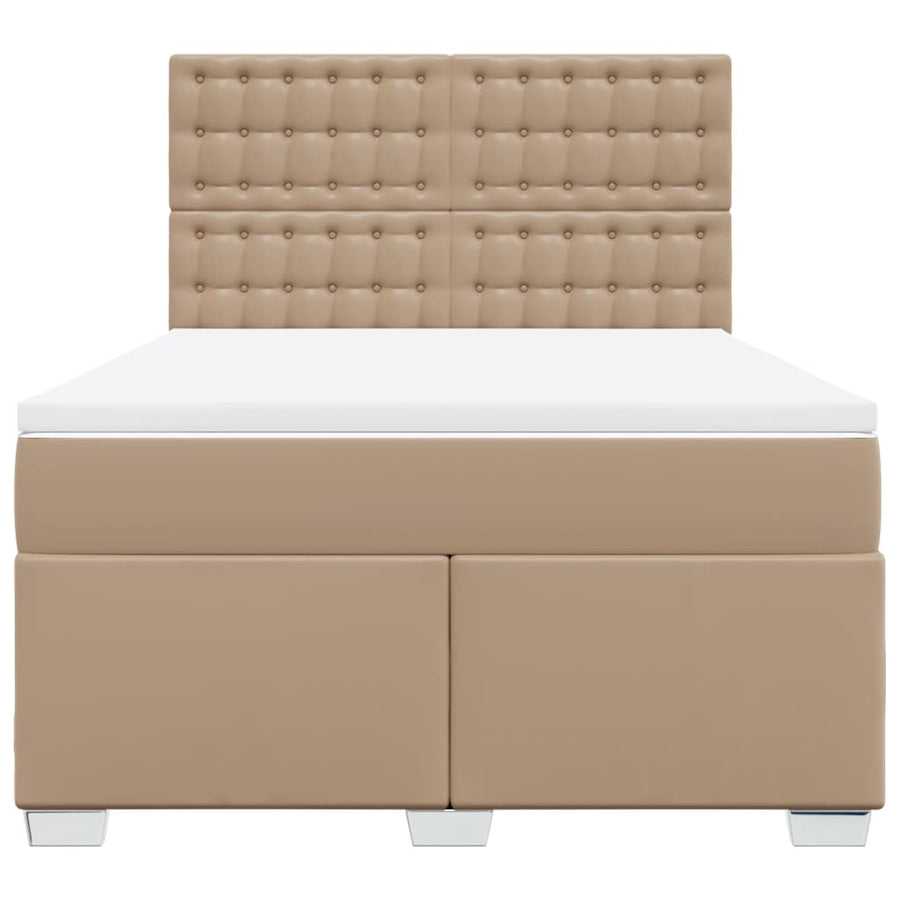 Boxspring met matras kunstleer cappuccinokleurig 160x200 cm