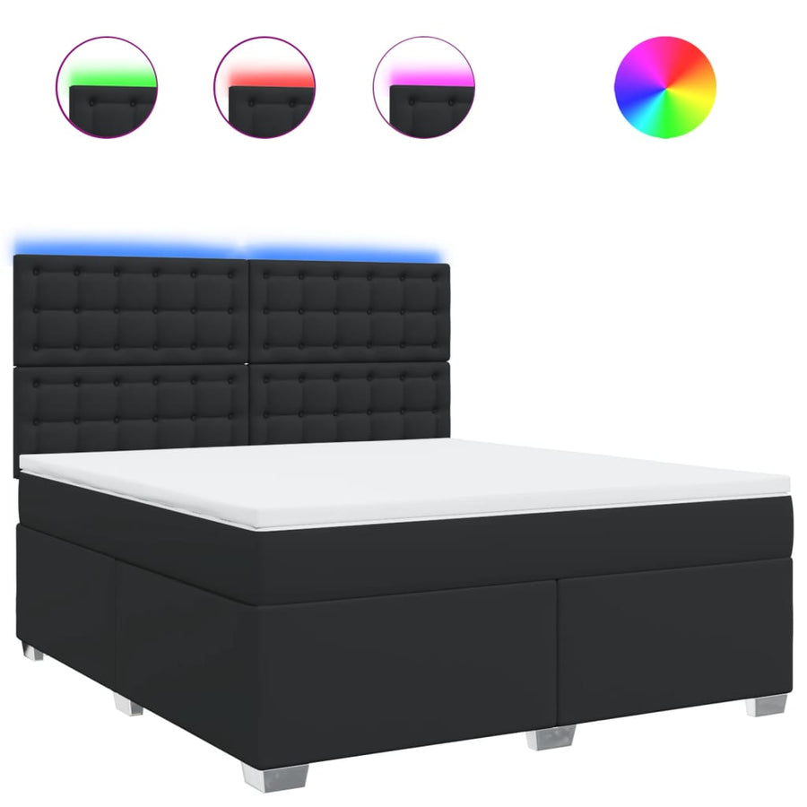 Boxspring met matras kunstleer zwart 180x200 cm