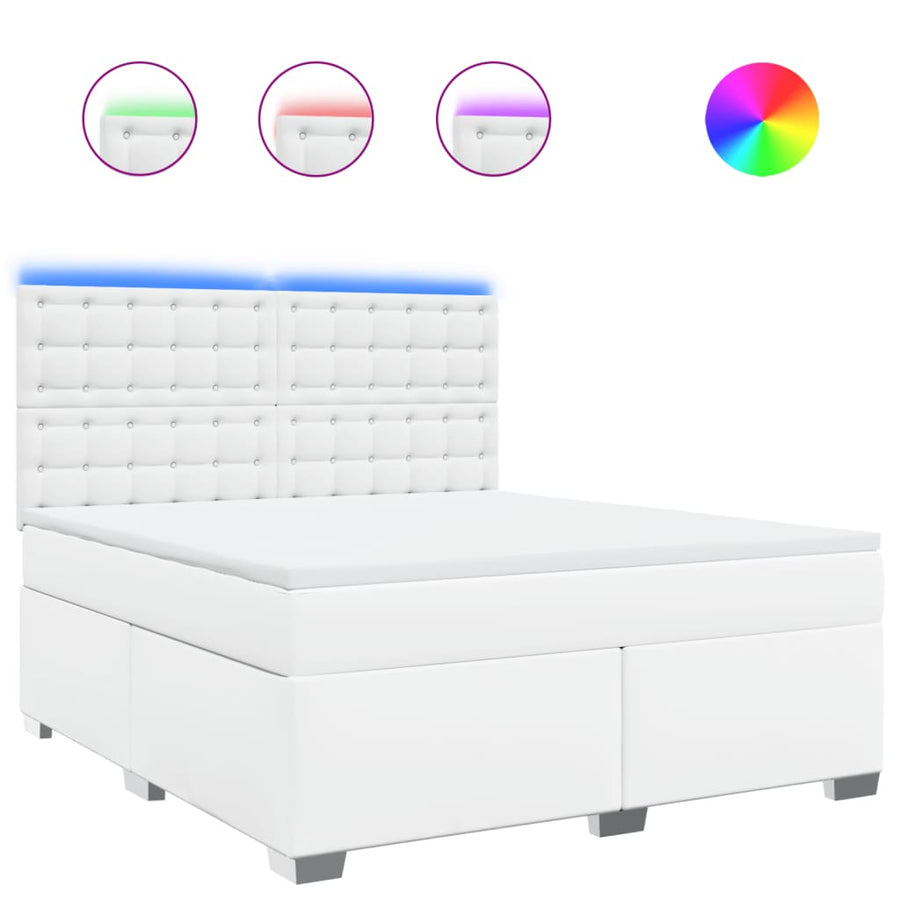 Boxspring met matras kunstleer wit 180x200 cm