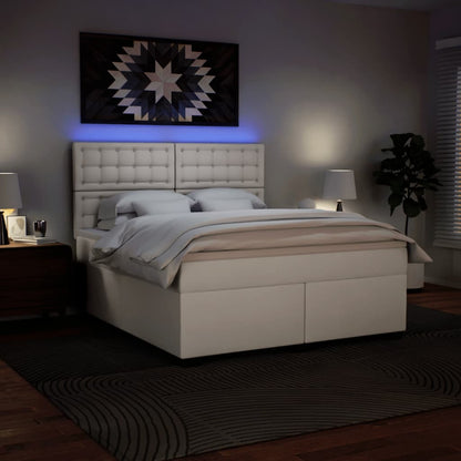 Boxspring met matras kunstleer wit 180x200 cm