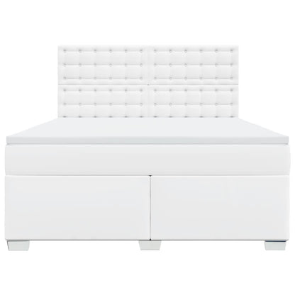 Boxspring met matras kunstleer wit 180x200 cm