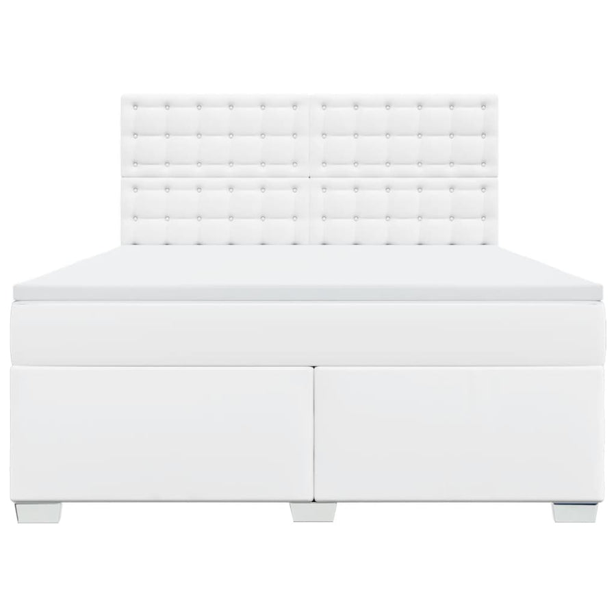 Boxspring met matras kunstleer wit 180x200 cm
