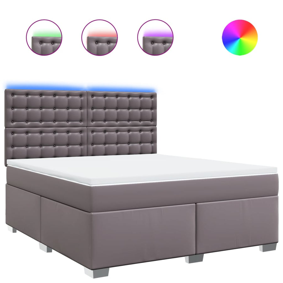 Boxspring met matras kunstleer grijs 180x200 cm