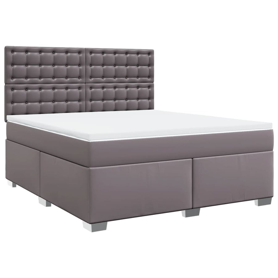 Boxspring met matras kunstleer grijs 180x200 cm