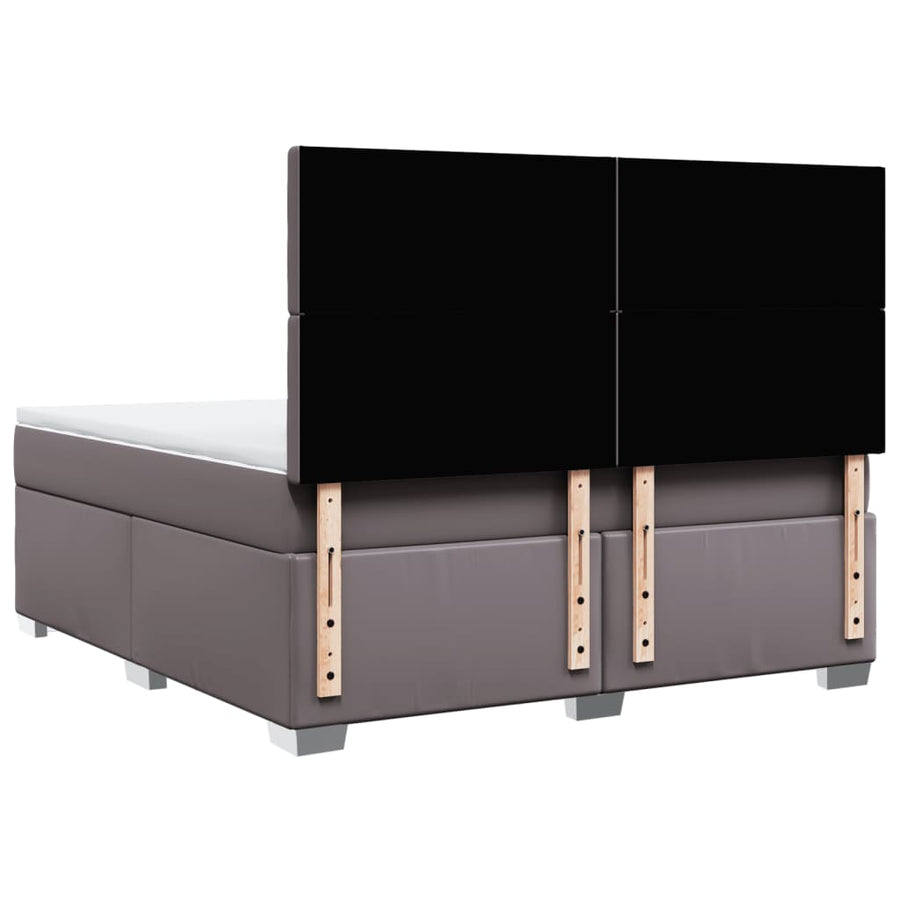 Boxspring met matras kunstleer grijs 180x200 cm