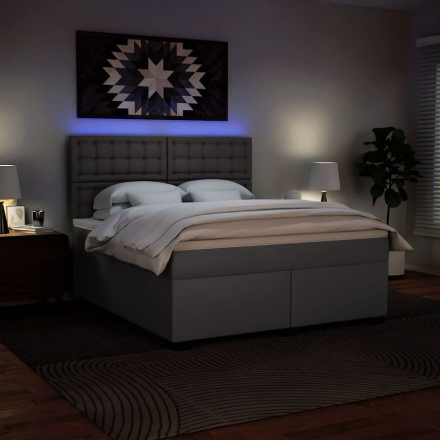 Boxspring met matras kunstleer grijs 180x200 cm