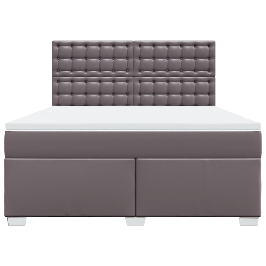 Boxspring met matras kunstleer grijs 180x200 cm