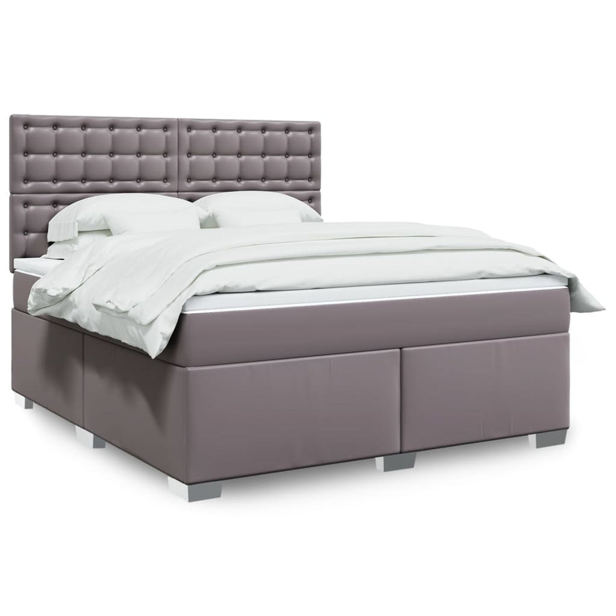 Boxspring met matras kunstleer grijs 180x200 cm