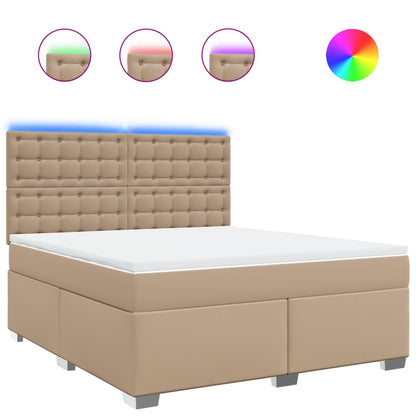 Boxspring met matras kunstleer cappuccinokleurig 180x200 cm