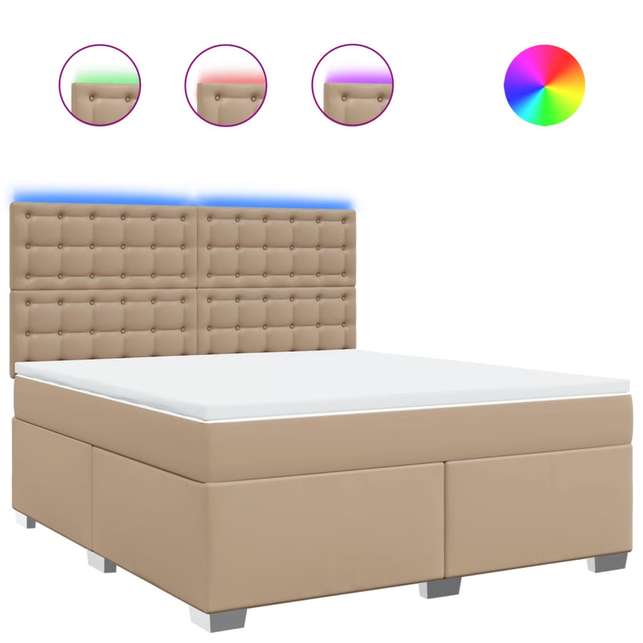 Boxspring met matras kunstleer cappuccinokleurig 180x200 cm