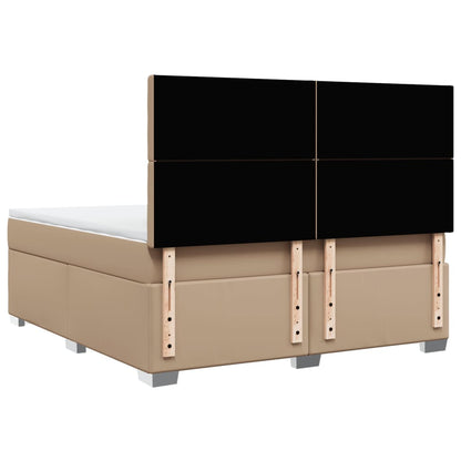 Boxspring met matras kunstleer cappuccinokleurig 180x200 cm