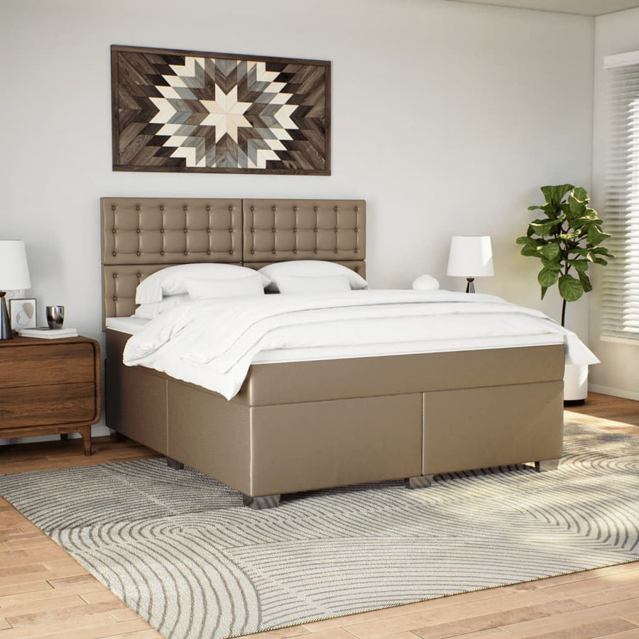 Boxspring met matras kunstleer cappuccinokleurig 180x200 cm