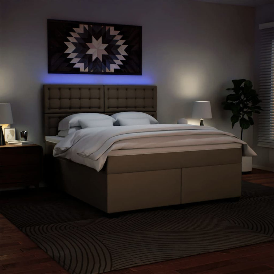 Boxspring met matras kunstleer cappuccinokleurig 180x200 cm