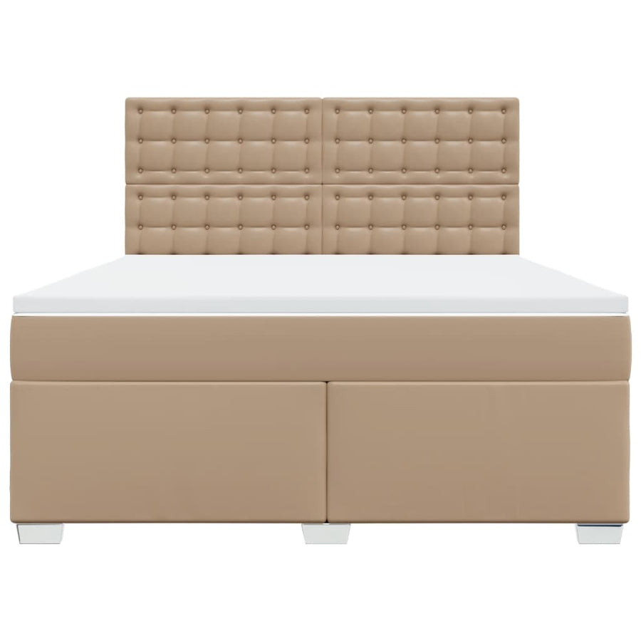 Boxspring met matras kunstleer cappuccinokleurig 180x200 cm