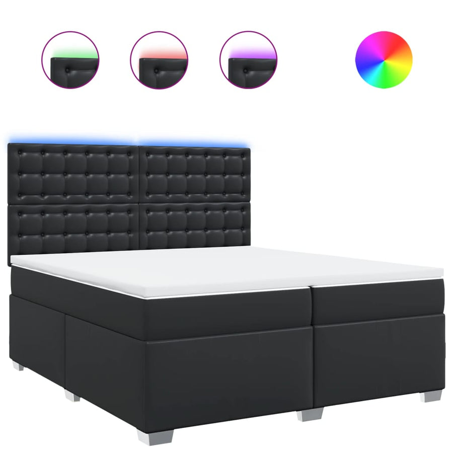 Boxspring met matras kunstleer zwart 200x200 cm