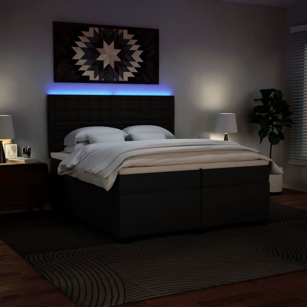 Boxspring met matras kunstleer zwart 200x200 cm