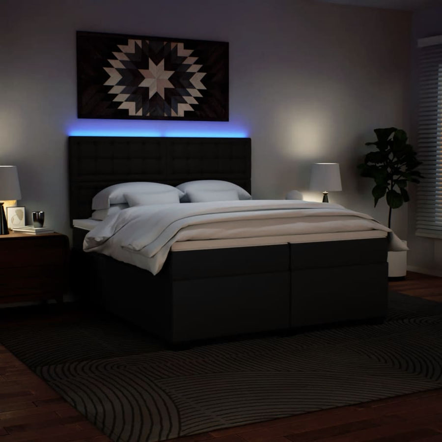 Boxspring met matras kunstleer zwart 200x200 cm