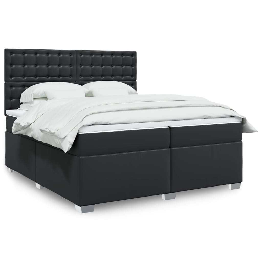 Boxspring met matras kunstleer zwart 200x200 cm