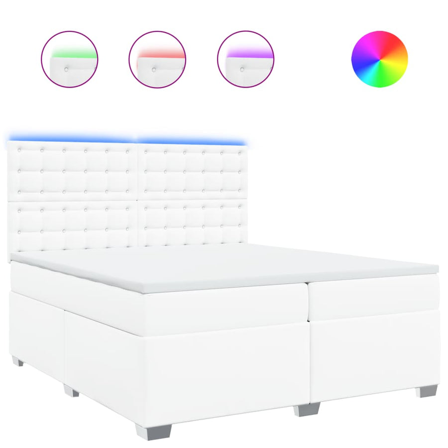 Boxspring met matras kunstleer wit 200x200 cm