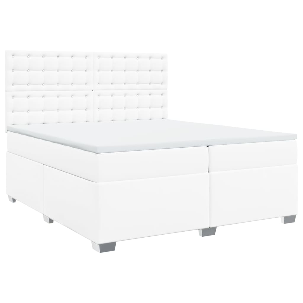 Boxspring met matras kunstleer wit 200x200 cm