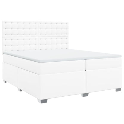 Boxspring met matras kunstleer wit 200x200 cm