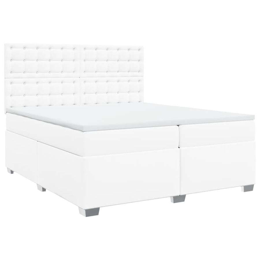 Boxspring met matras kunstleer wit 200x200 cm