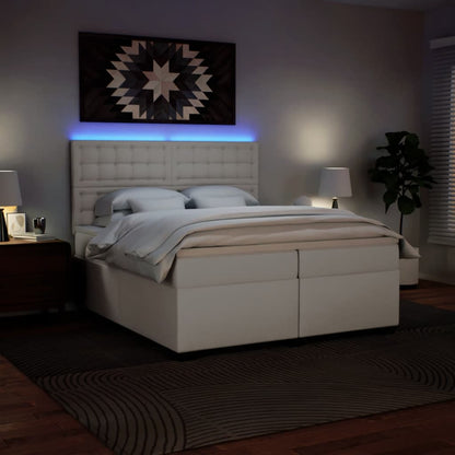 Boxspring met matras kunstleer wit 200x200 cm