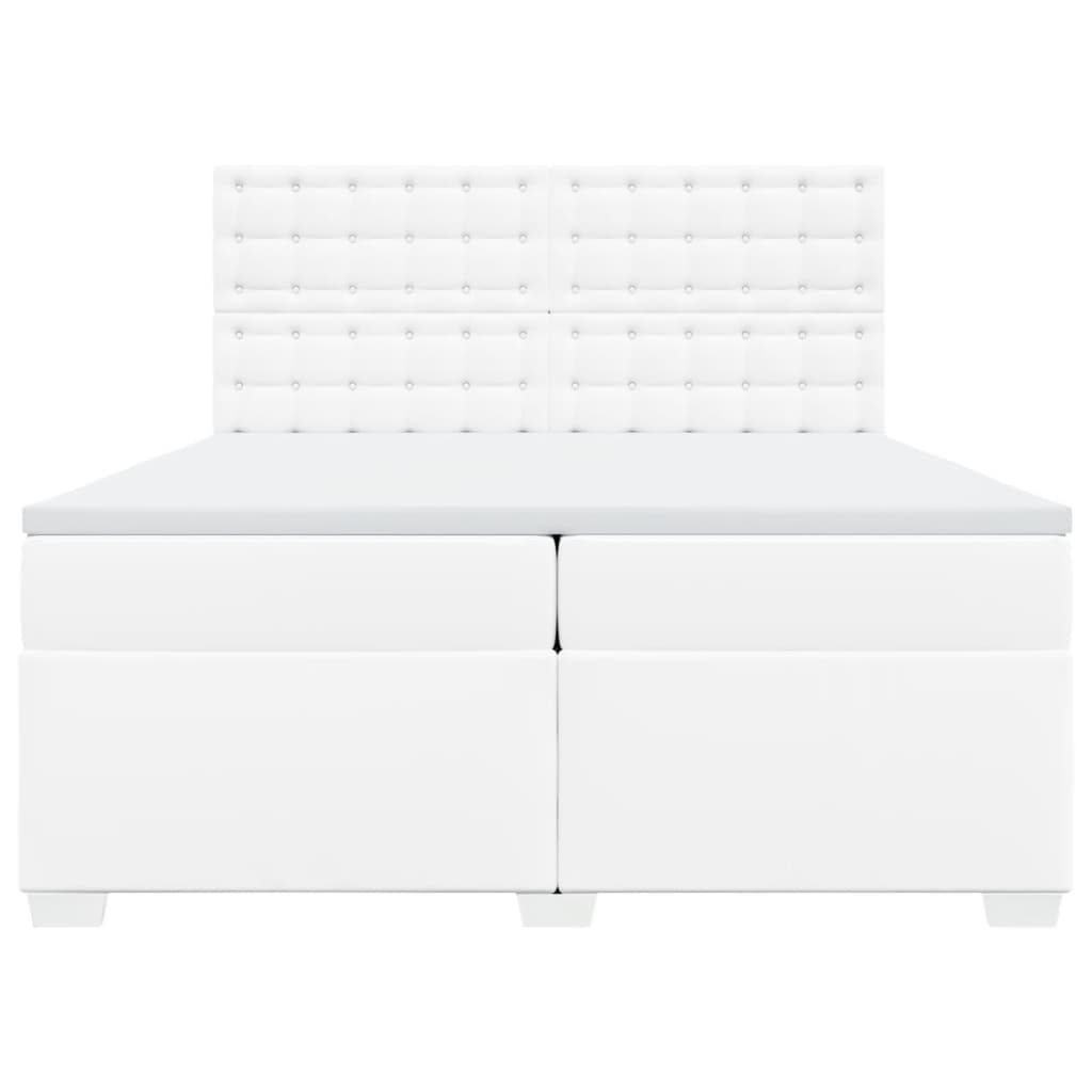 Boxspring met matras kunstleer wit 200x200 cm
