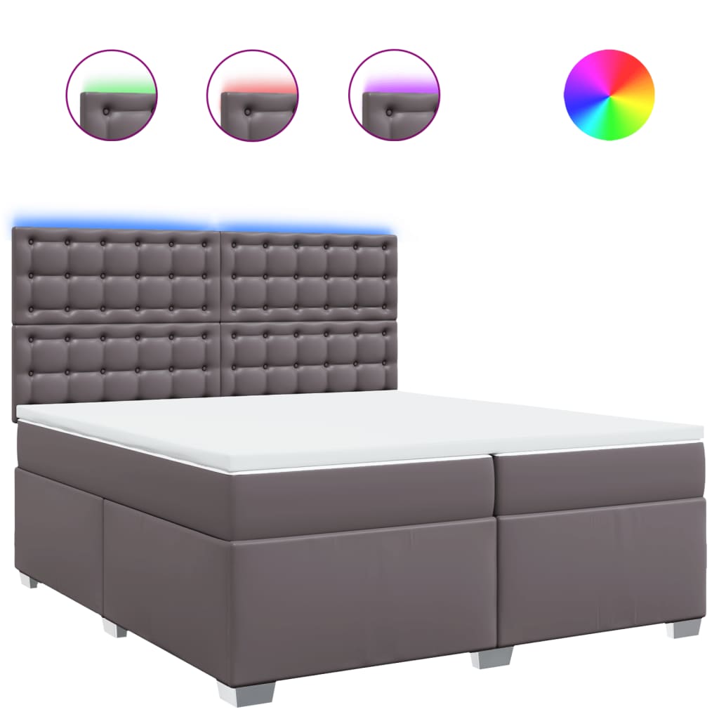 Boxspring met matras kunstleer grijs 200x200 cm