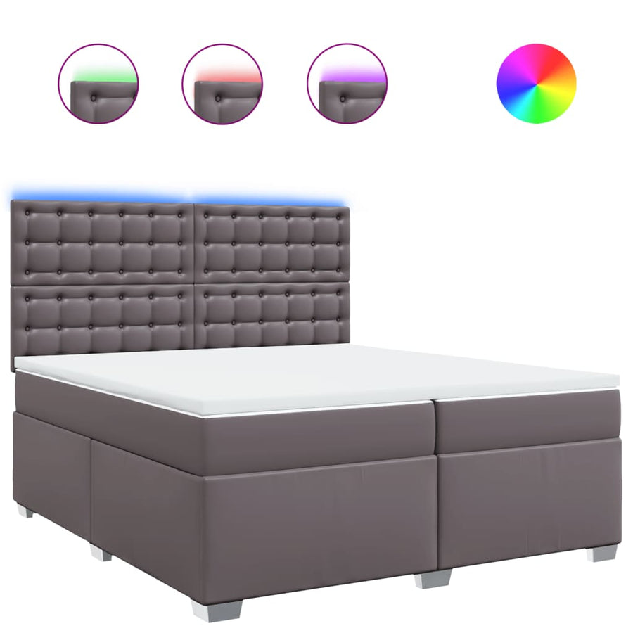 Boxspring met matras kunstleer grijs 200x200 cm