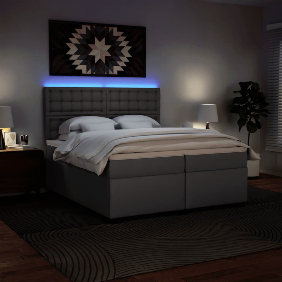Boxspring met matras kunstleer grijs 200x200 cm