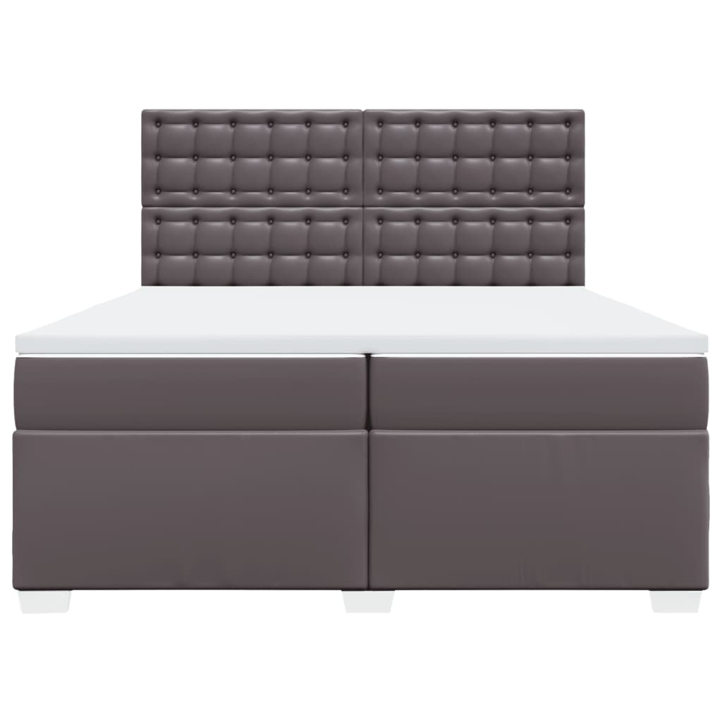 Boxspring met matras kunstleer grijs 200x200 cm