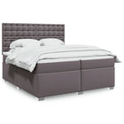 Boxspring met matras 200x200 cm kunstleer grijs