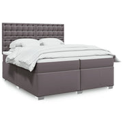 Boxspring met matras 200x200 cm kunstleer grijs