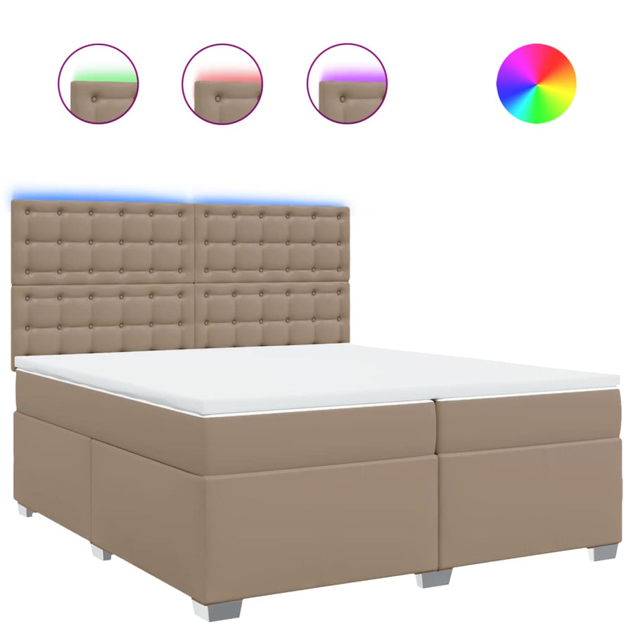 Boxspring met matras kunstleer cappuccinokleurig 200x200 cm