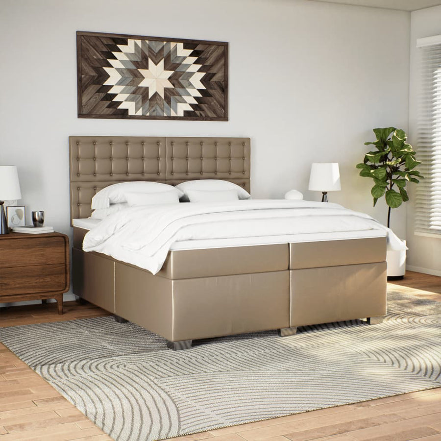 Boxspring met matras kunstleer cappuccinokleurig 200x200 cm