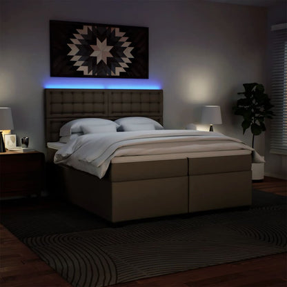 Boxspring met matras kunstleer cappuccinokleurig 200x200 cm