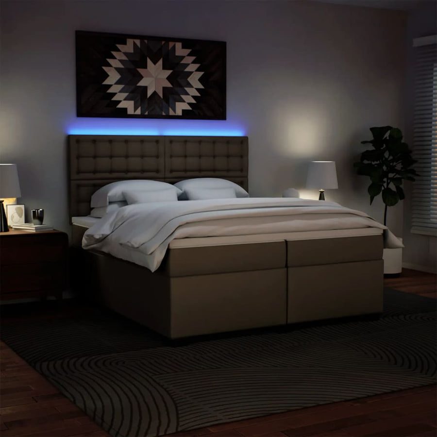 Boxspring met matras kunstleer cappuccinokleurig 200x200 cm