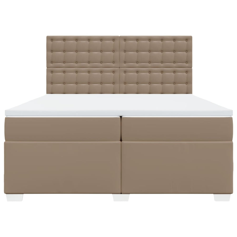 Boxspring met matras kunstleer cappuccinokleurig 200x200 cm